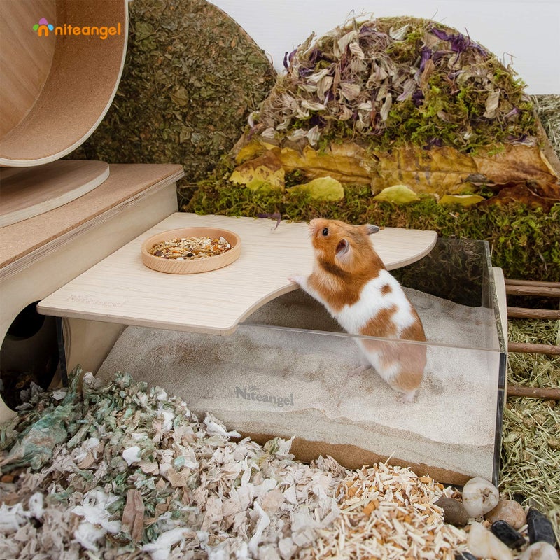 Niteangel Animal Sand-Bath Box: - Acrylic Critter's Sand Bath Shower Room & Digging Sand Container for Hamsters Mice Lemming Gerbils or Other Small Pets (Rectangle, Burlywood) - Image 3